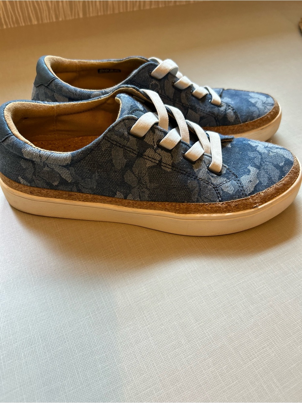 REVITALIGN Blue Denim Lace-Up Sneakers with Cork Trim